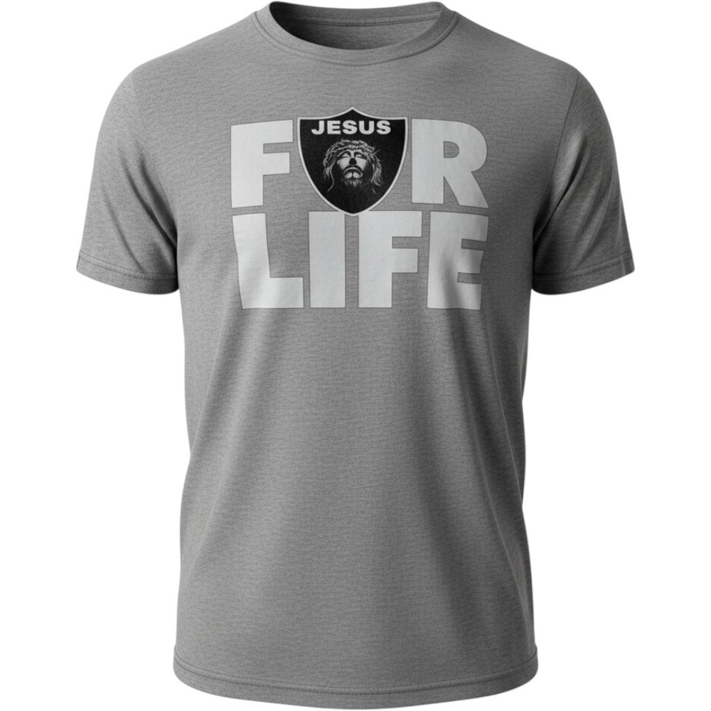 Jesus For Life Raiders Parody T-Shirt Mens XL Grey Heavyweight Christian